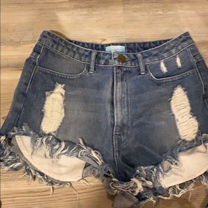 Show me your mumu high rise denim shorts
